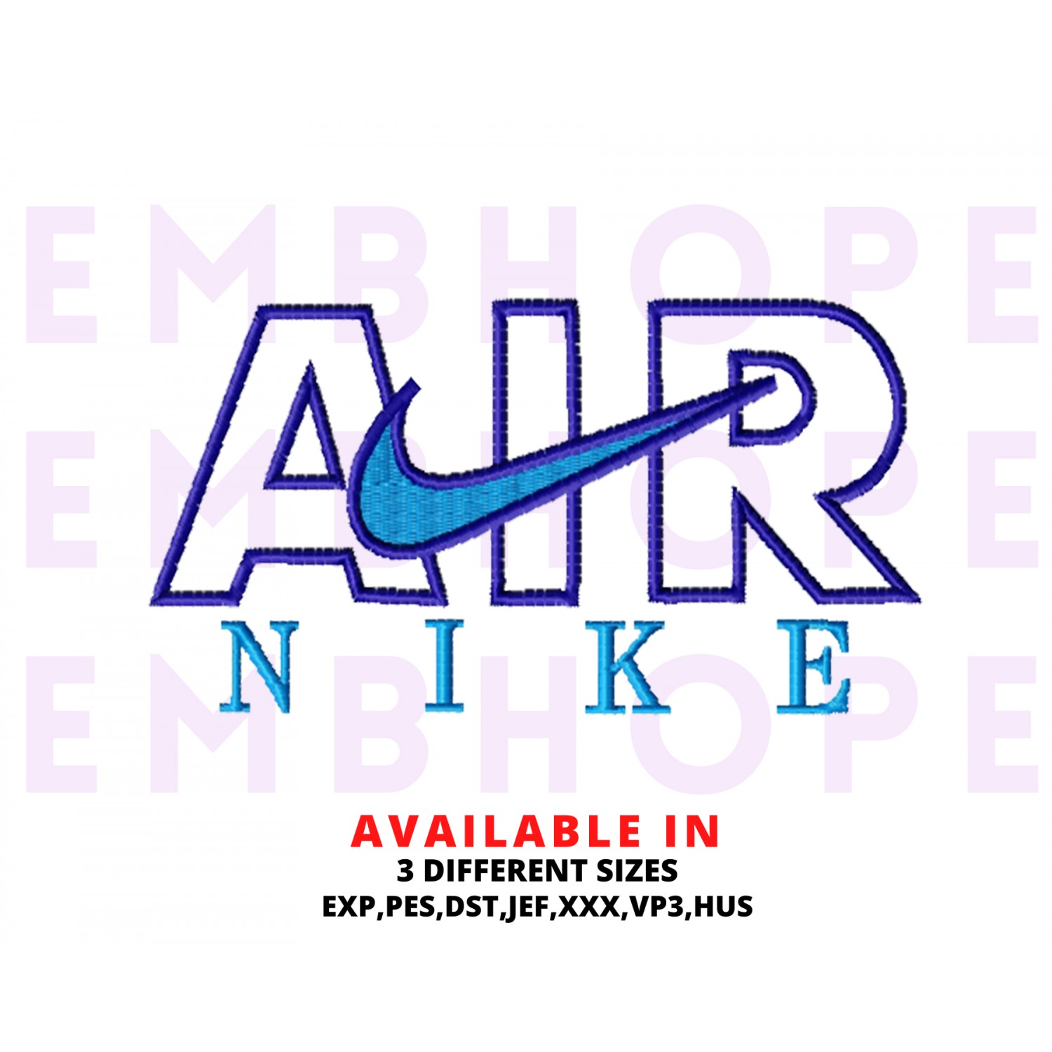 Air And Logo Sport Embroidery Design 3 Sizes