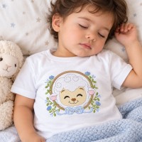 Baby Lamb Floral Wreath Machine Embroidery Design