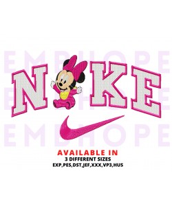 Baby Mickey Mouse And Logo Sports Embroidery Design 3 Sizes