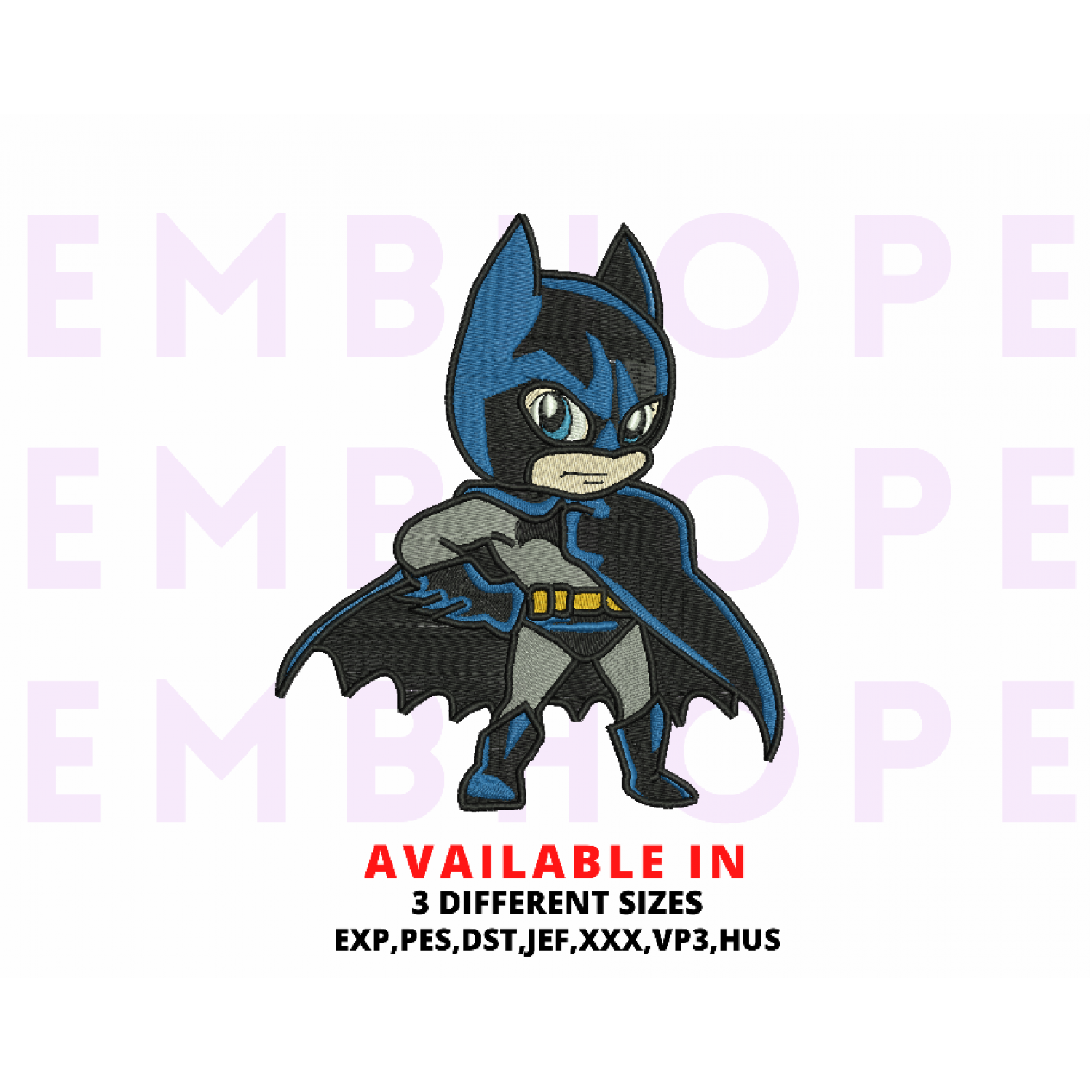 Batman Kids Embroidery Design, Superhero Embroidery Design, Embroidery File, Instant Download