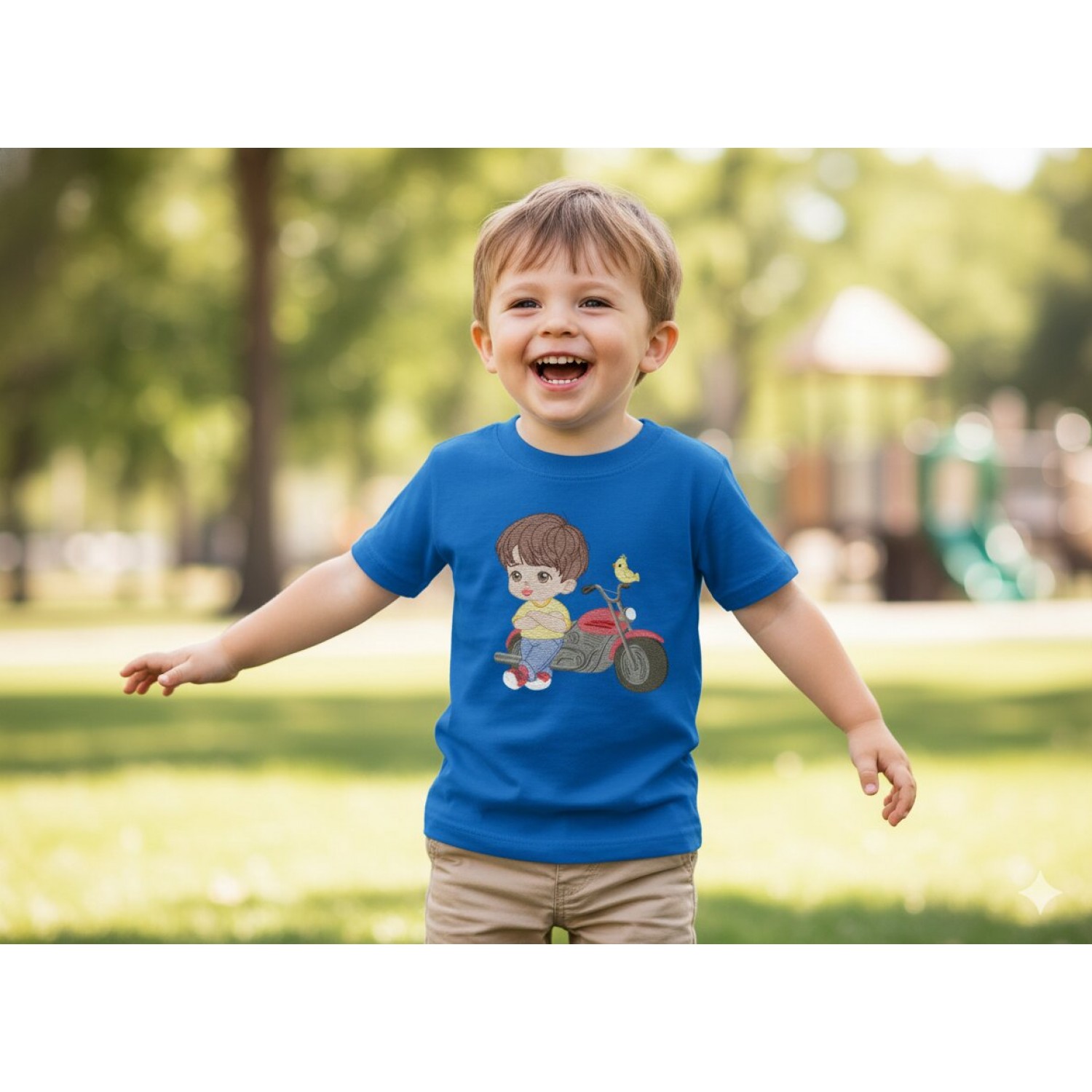 Boy With Motorcycle Embroidery Designs