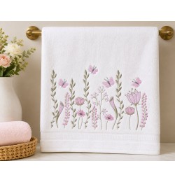 Butterfly Wildflower Border Embroidery Design