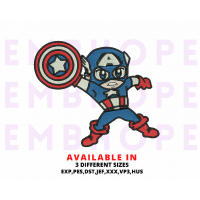 Captain America Kids Embroidery Design, Superhero Embroidery Design, Embroidery File, Instant Download