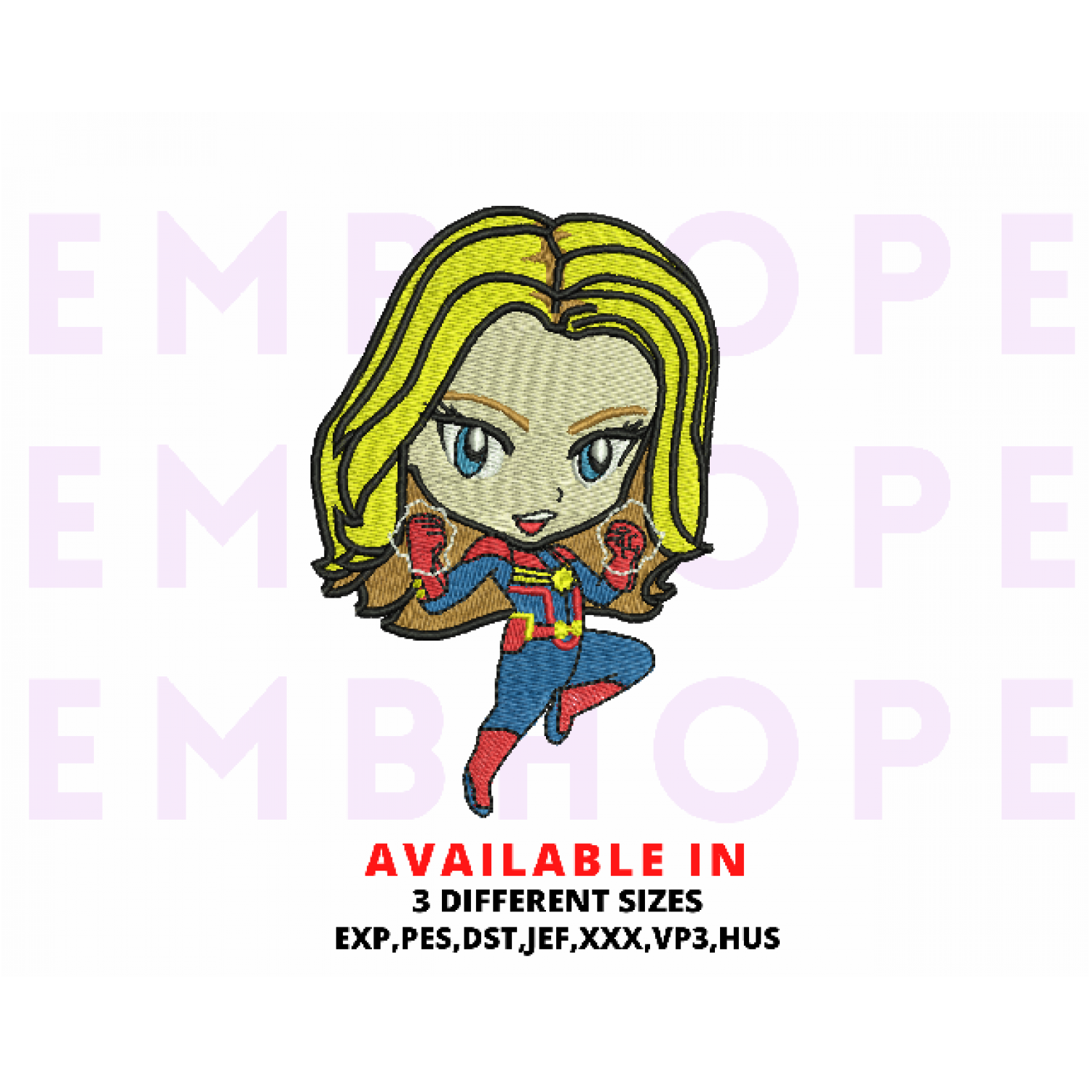 Captain Marval Kids Embroidery Design, Superhero Embroidery Design, Embroidery File, Instant Download
