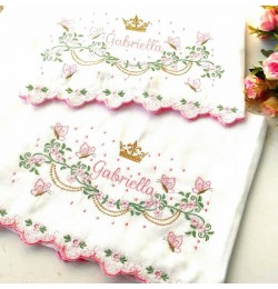 Cute Flowes With Butterfly And Crown Embroidery Design