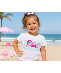 Cute Little Swimmer Girl Embroidery Design