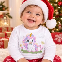Cute Unicorn with Rainbow Hair Embroidery Design