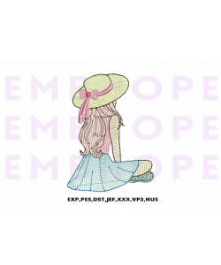 Cute girl Wearing a Beret Embroidery design