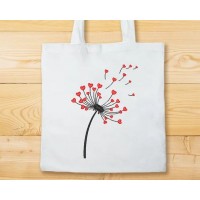 Dandelion with red hearts embroidery design