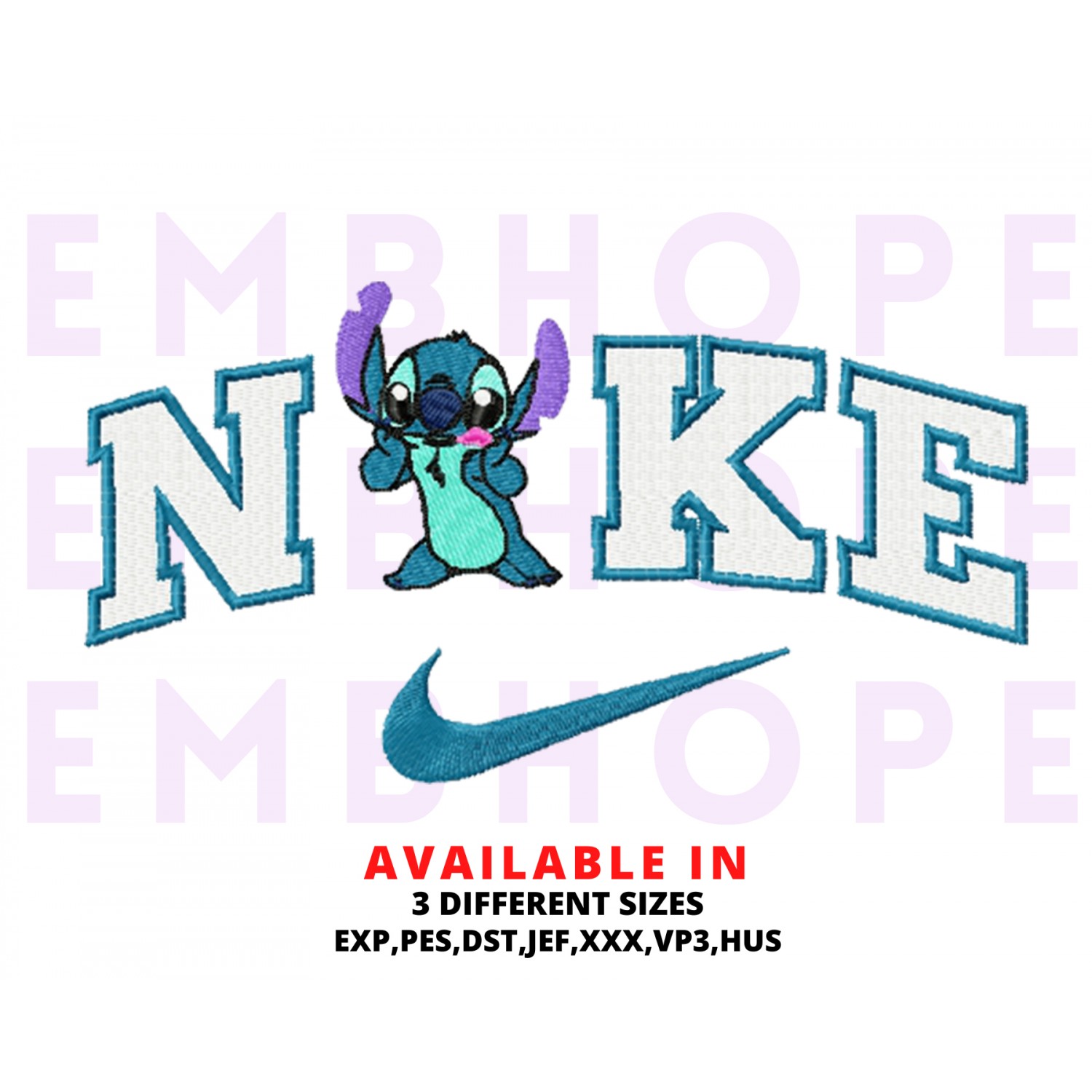 Stitch And Logo Sports Embroidery Design 3 Sizes