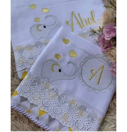 Elephant And Hearts Embroidery Design