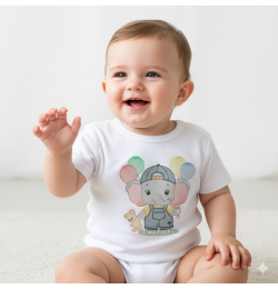 Elephant with balloons embroidery design