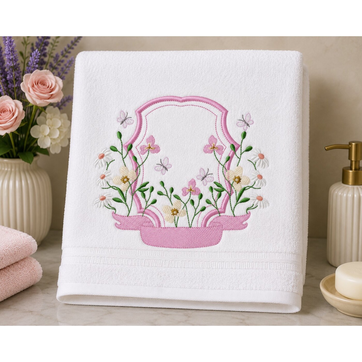 Floral Butterfly Frame Machine Embroidery Design