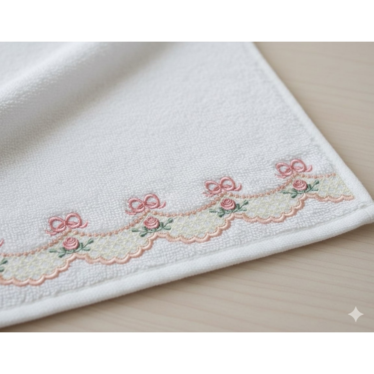 Floral Lace Border with Bows Embroidery Design