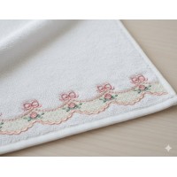 Floral Lace Border with Bows Embroidery Design