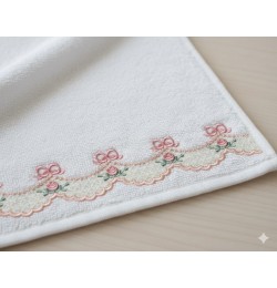 Floral Lace Border with Bows Embroidery Design