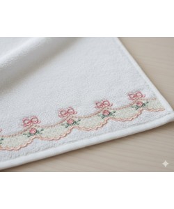 Floral Lace Border with Bows Embroidery Design