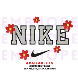 Flowers And Logo Sports Embroidery Design 3 Sizes