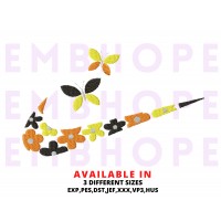Flowers Butterfly And Logo Sports Embroidery Design 3 Sizes