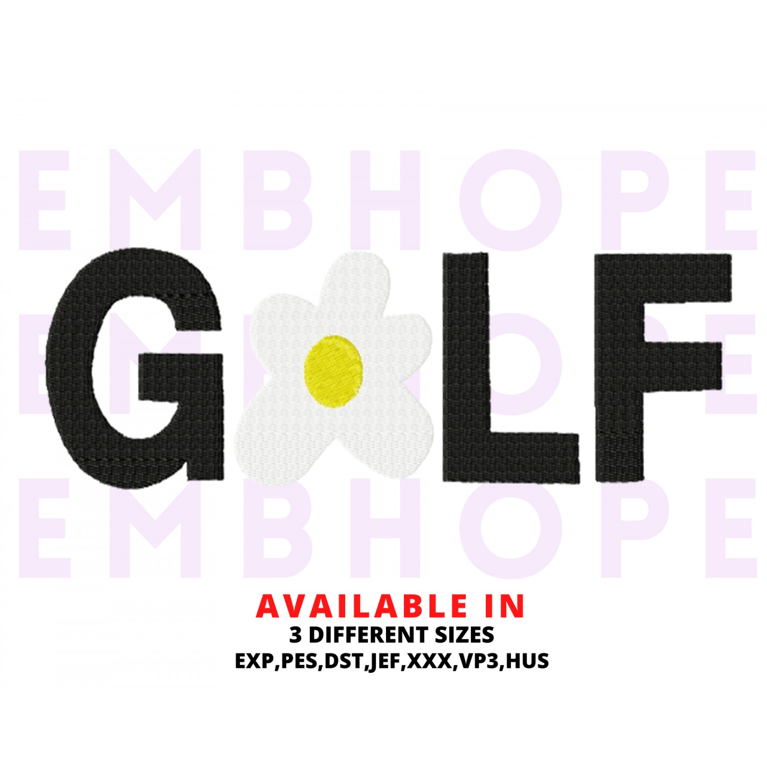 Golf Logo Sports Embroidery Design 3 Sizes