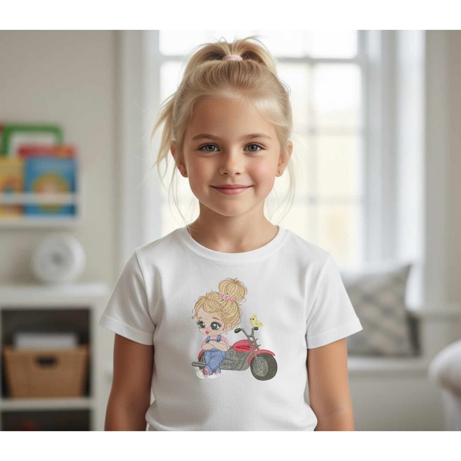 Girl Motorcycle embroidery design