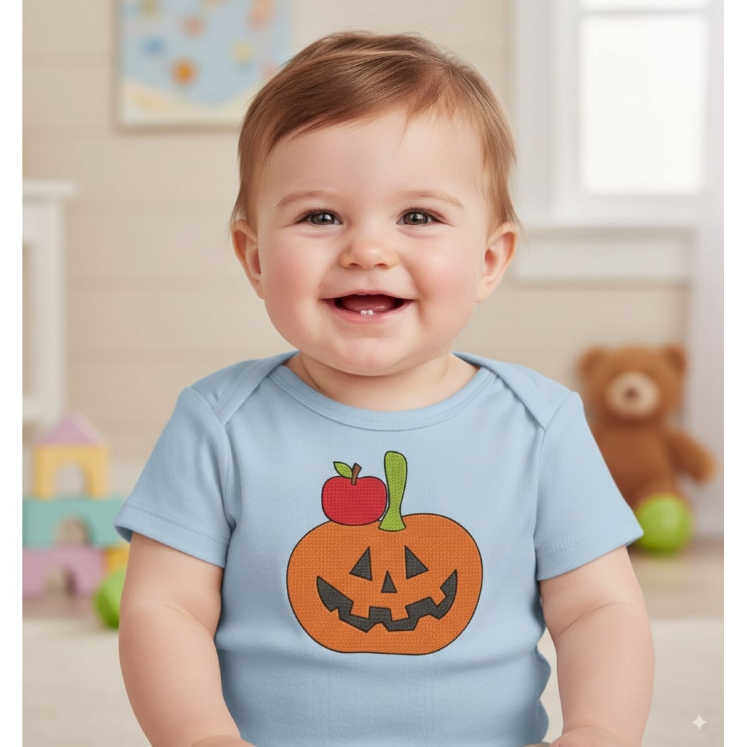 Halloween pumpkin And Apple Embroidery Design