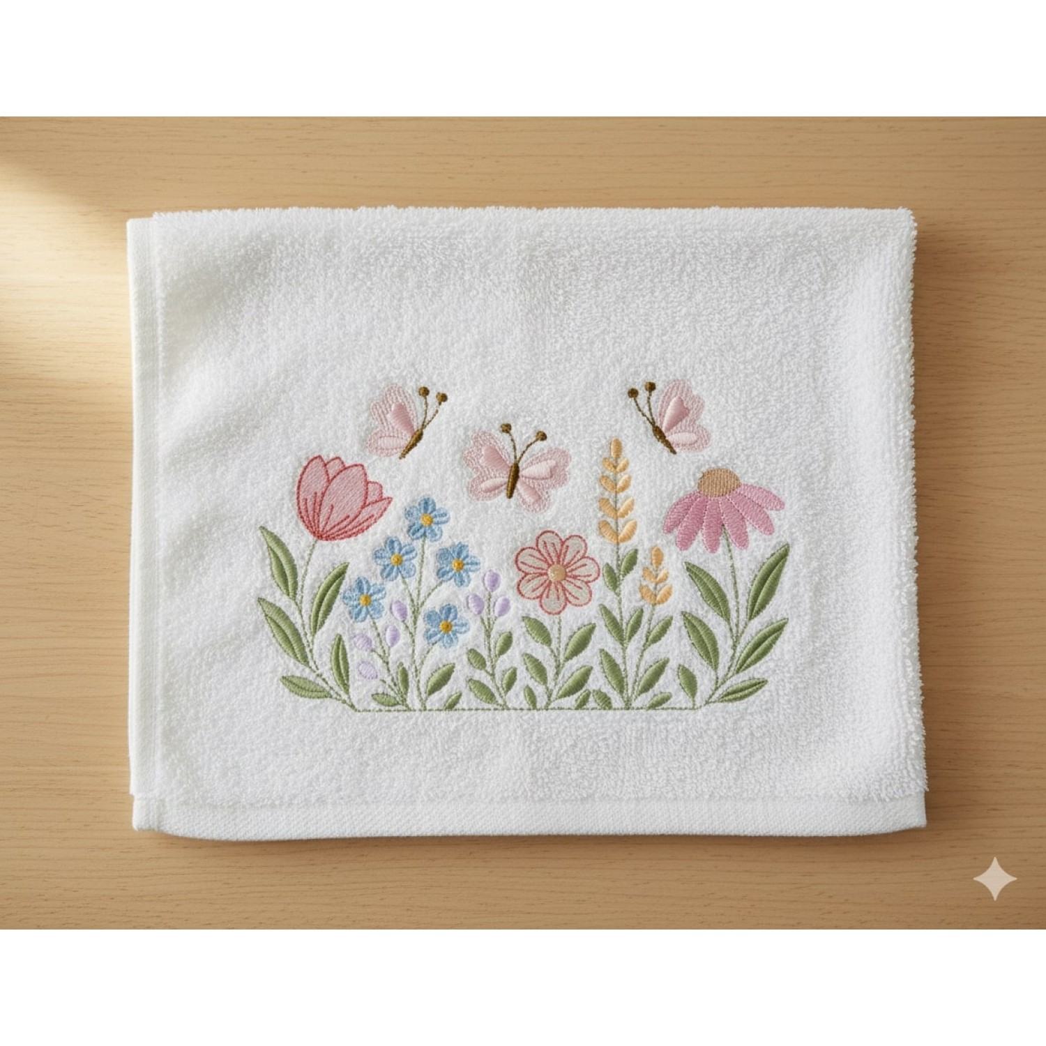 Hanging Flowers And Fluttering Butterflies Embroidery Design