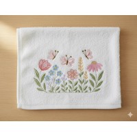 Hanging Flowers And Fluttering Butterflies Embroidery Design