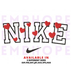 Heart And Logo Sports Embroidery Design 3 Sizes