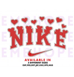 Heart Red And Logo Sports Embroidery Design 3 Sizes