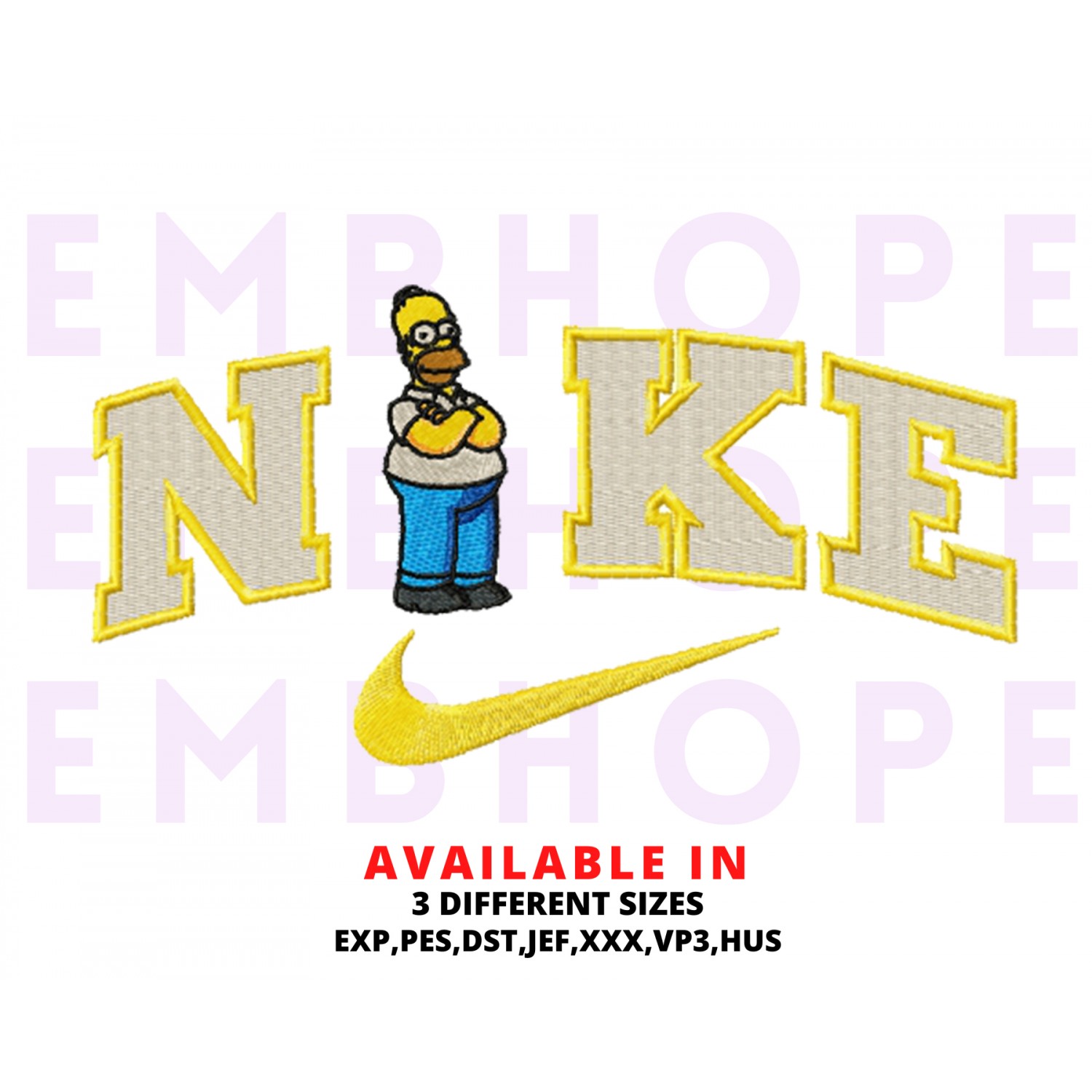 Homer Simpson And Logo Sports Embroidery Design 3 Sizes