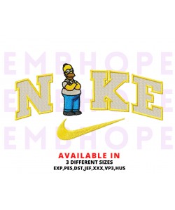 Homer Simpson And Logo Sports Embroidery Design 3 Sizes