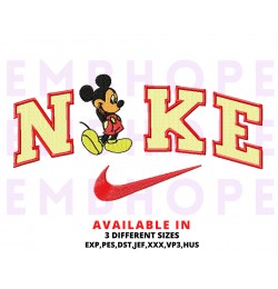 Mickey Mouse And Logo Sports Embroidery Design 3 Sizes