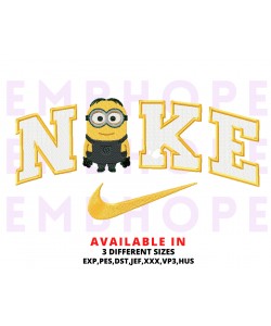 Minions And Logo Sports Embroidery Design 3 Sizes