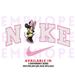 Minnie Mouse And Logo Sports Embroidery Design 3 Sizes