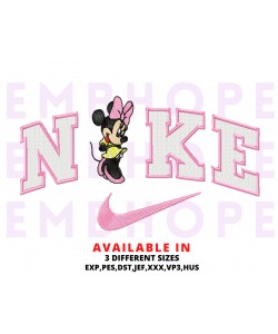 Minnie Mouse And Logo Sports Embroidery Design 3 Sizes