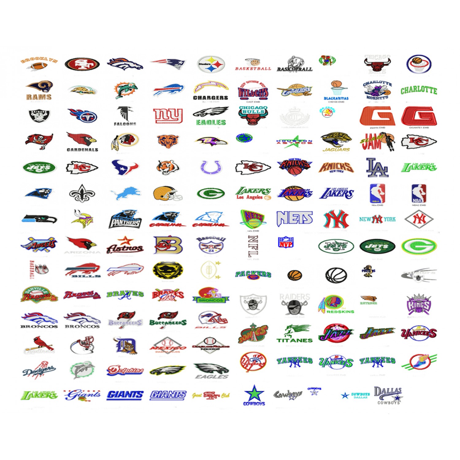 NFL Embroidery Design Bundle, Football Embroidery Designs 4x4 Hoops