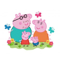 Peppa Pig Family Embroidery Design
