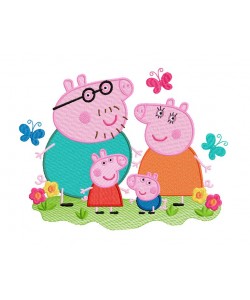 Peppa Pig Family Embroidery Design