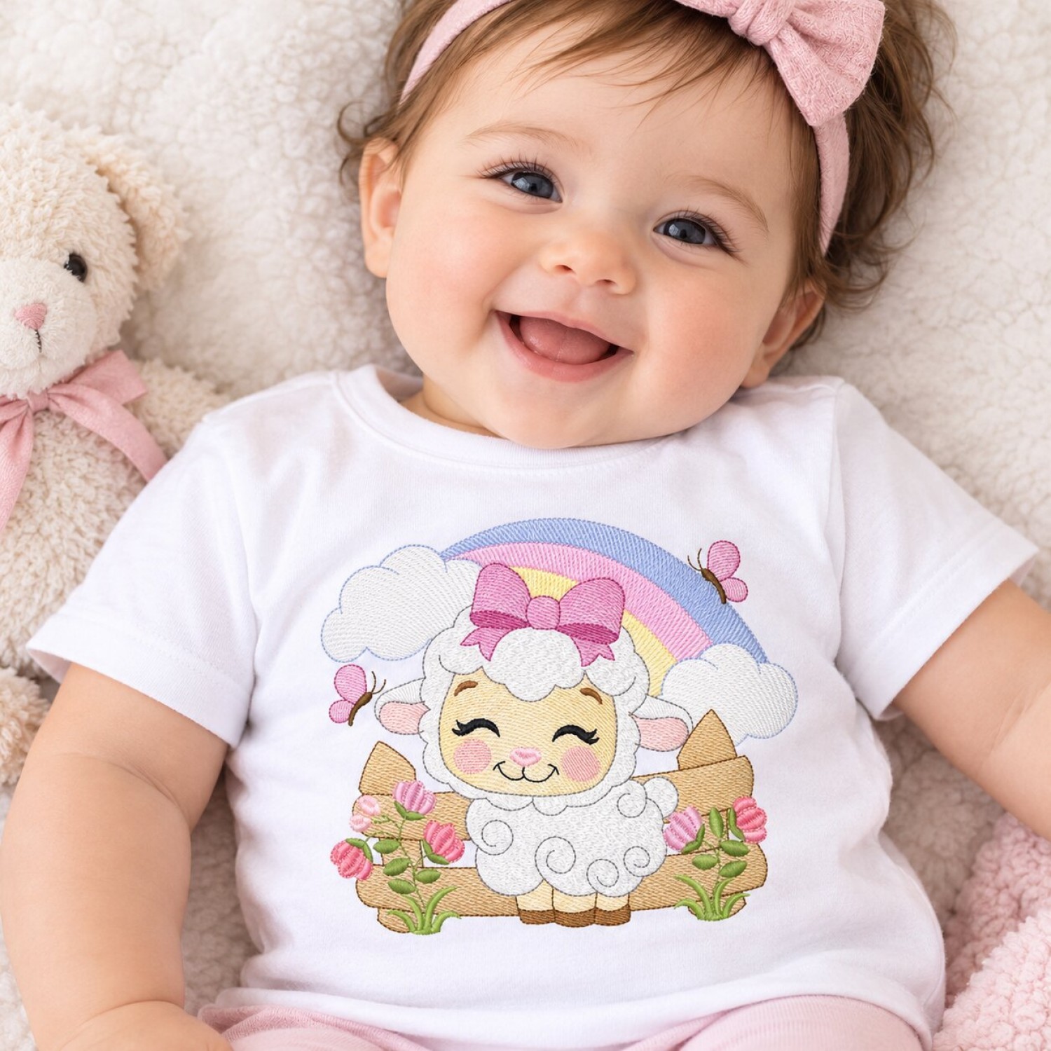 Rainbow Lamb Nursery Machine Embroidery File