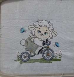 Sheep on bicycle Embroidery Design Sheep on bicycle Embroidery Design