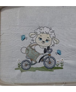 Sheep on bicycle Embroidery Design