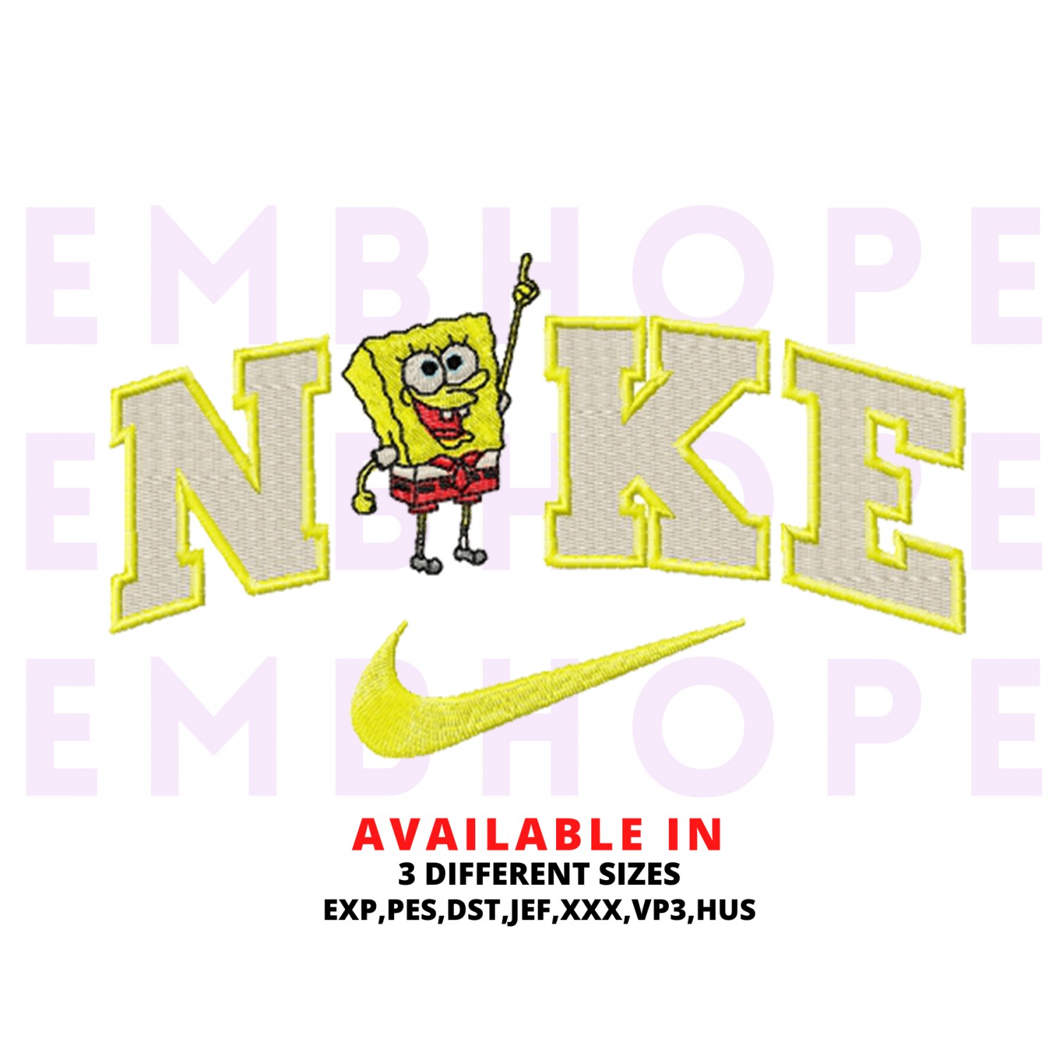 Spongebob And Logo Sports Embroidery Design 3 Sizes