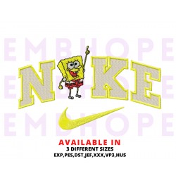 Spongebob And Logo Sports Embroidery Design 3 Sizes