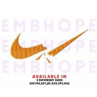 Swoosh Broken And Logo Sports Embroidery Design 3 Sizes