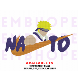 Swoosh Naruto Embroidery Design 5 Sizes