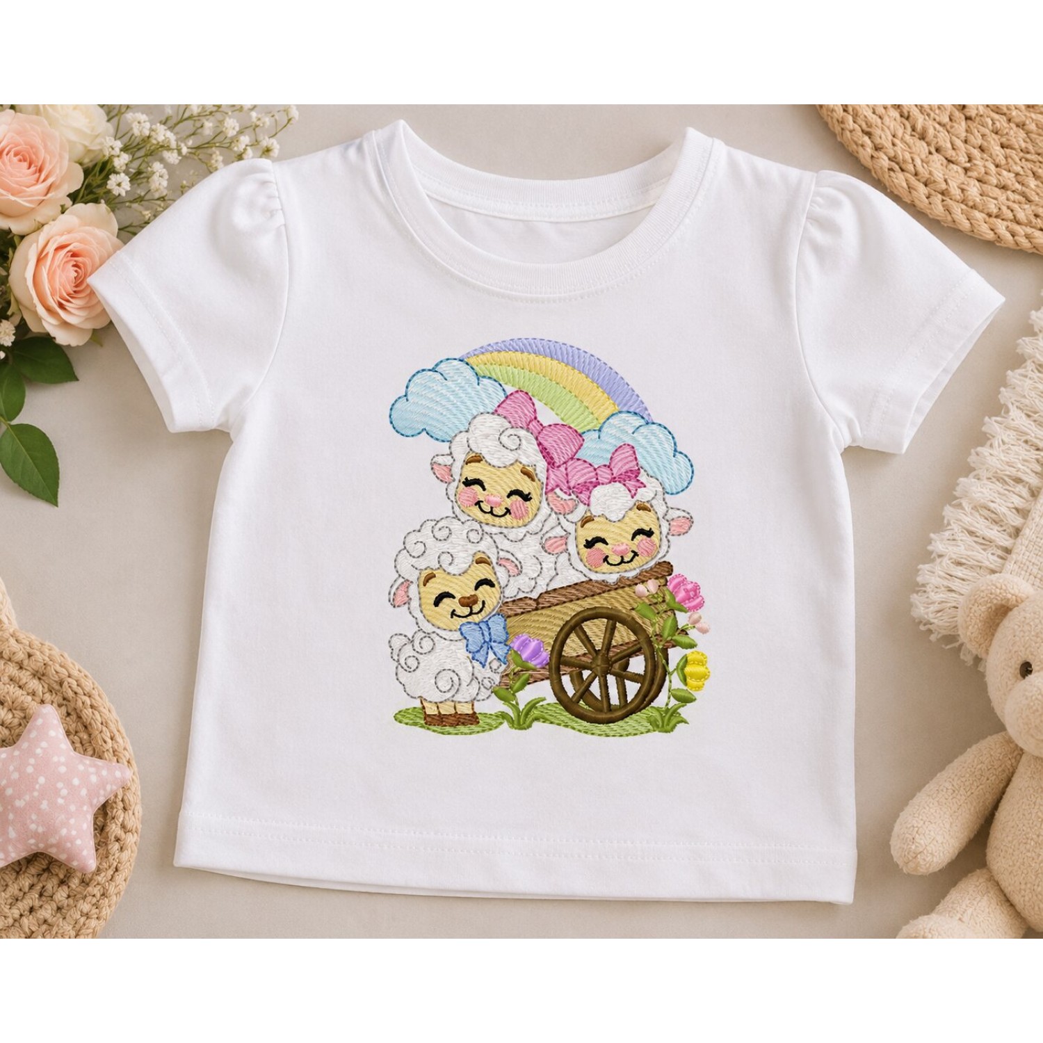 Three Little Lambs Embroidery Design