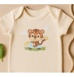 Tiger riding a bike with birds Embroidery Design Tiger riding a bike with birds Embroidery Design