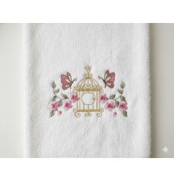 Vintage Birdcage with Butterflies Embroidery Design