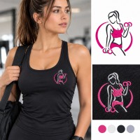 Women Fitness Dumbbell Embroidery Design